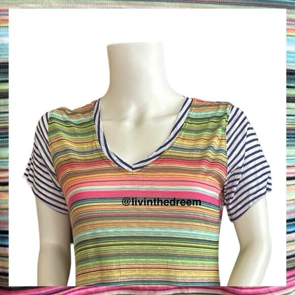 NWT David Cline V-Neck Short Sleeve T-Shirt Dress SZ Small Blue Stripe $119 - Picture 11 of 15